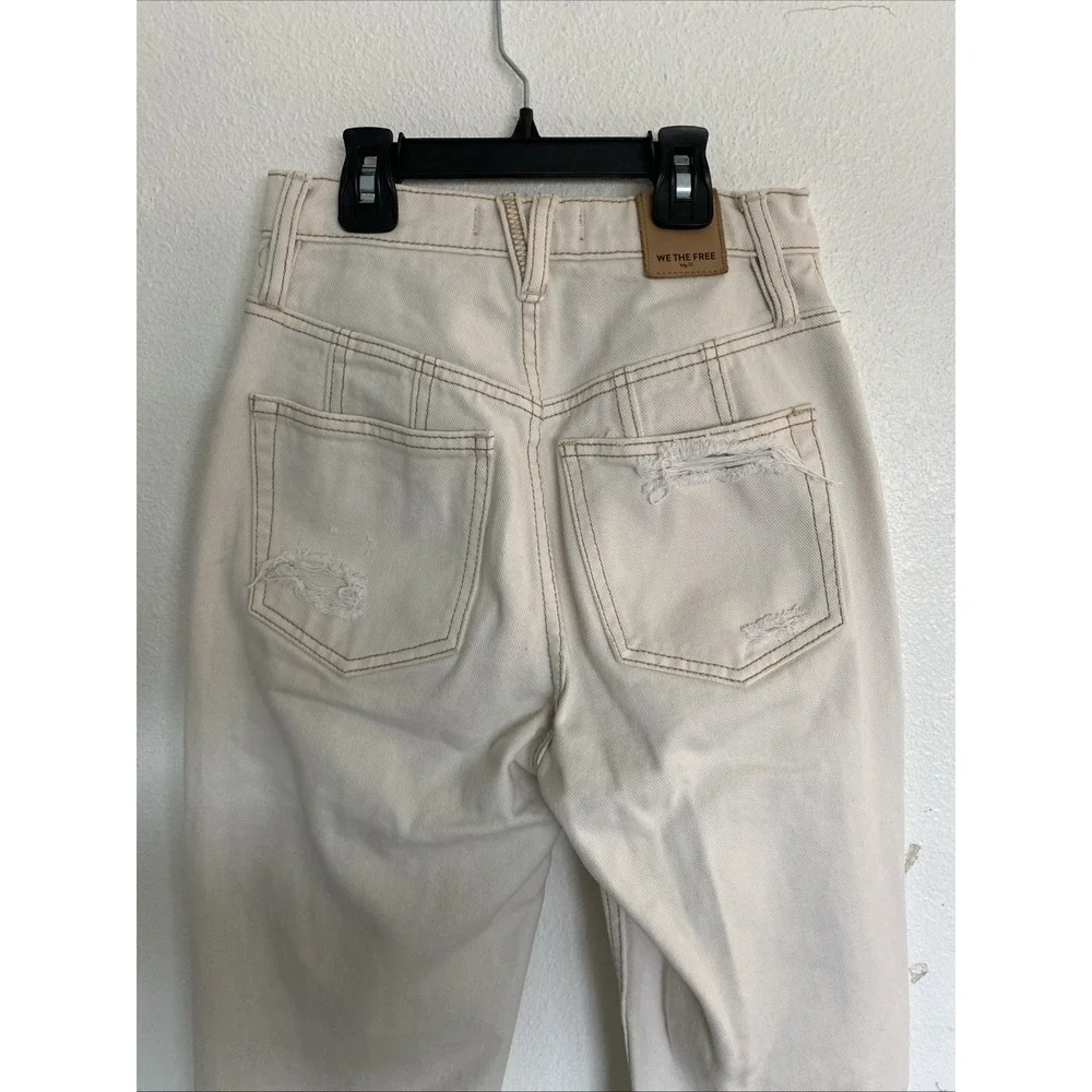 We The Free Crvy WomensJeans‎ Cream 24 High Rise Classic Boho Distressed